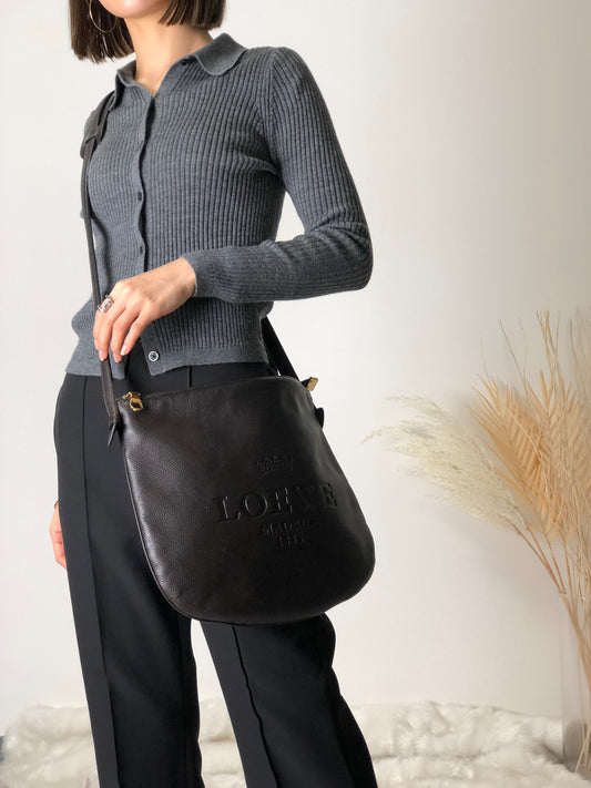 LOEWE Leather Shoulder bag Brown Vintage usk62t