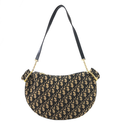 Christian Dior Trotter Jacquard Leather Shoulder bag Hobobag Navy Vintage 45xua4