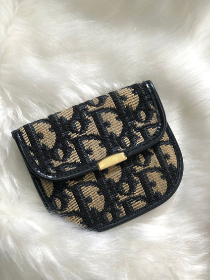 Christian Dior Trotter 提花皮革零錢包 海軍藍 復古 54fhzi 