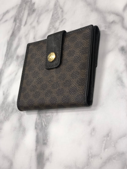 CELINE Macadam Leather Folded Wallet Brown Vintage iusmee