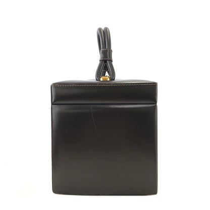 LOEWE Anagram Metal Closure Leather Vanity bag Box bag Brown Vintage j4pwks