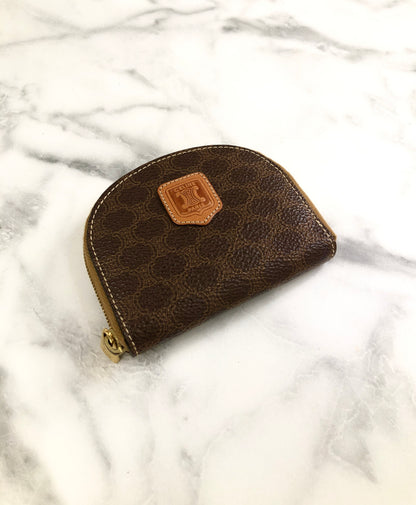 CELINE Macadam Blason Coin Purse Brown Vintage 223kww