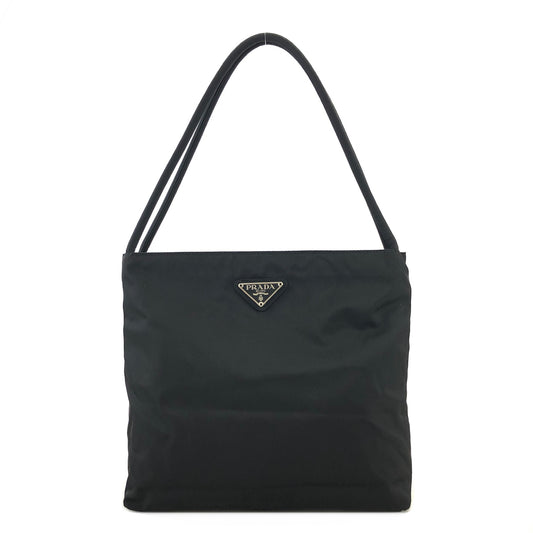 PRADA Triangle Logo Nylon Shoulder bag Black Vintage 4dws2a