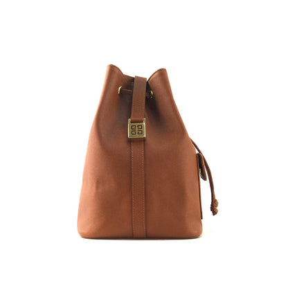 GIVENCHY logo motif front pocket drawstring crossbody leather shoulder bag brown vintage old x3v2dc