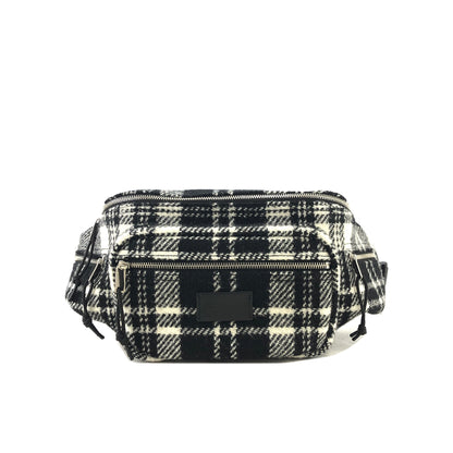 SAINTLAURENT PARIS Fabric Sling Bag Black White Vintage y3fayf