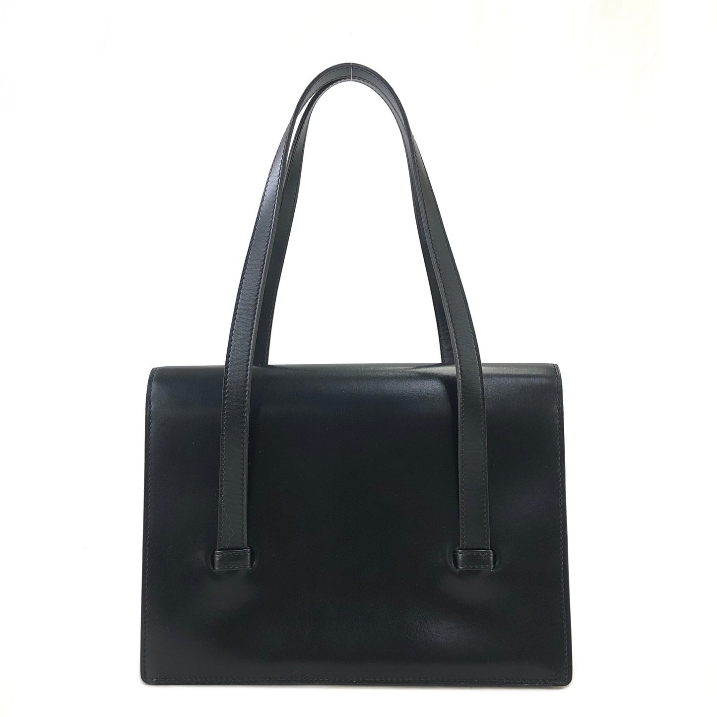 CELINE Triomphe Flap Leather Handbag Black Vintage zgtbg6