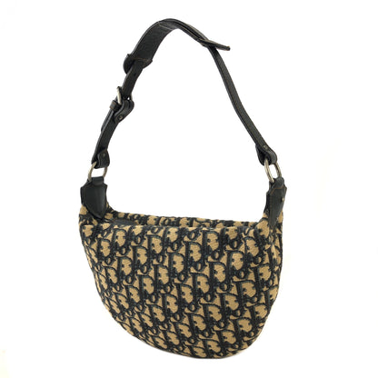 Christian Dior Trotter Jacquard Leather Shoulder bag Hobobag Navy Vintage wte43h