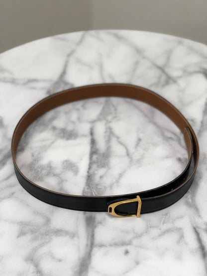 HERMES Leather Belt Black Vintage ydv6pp