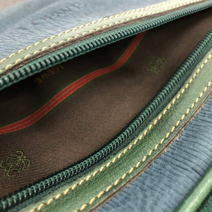 LOEWE Velazquez Square Box Shoulder Bag Vanity Green Blue vintage Old 5rr8tv