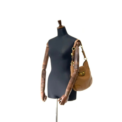 PRADA front lock logo leather hobo shoulder bag brown vintage b3ar2c