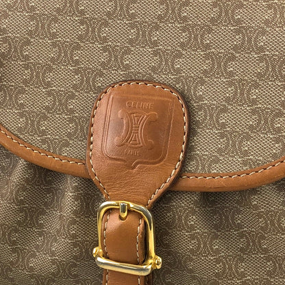 CELINE Macadam Blason Leather Shoulder bag Beige Vintage 78bcka