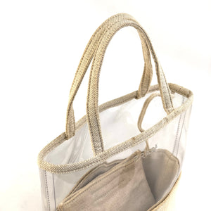 PRADA handbag clear bag mini bag canvas clear bag canvas beige vintage old cgywec