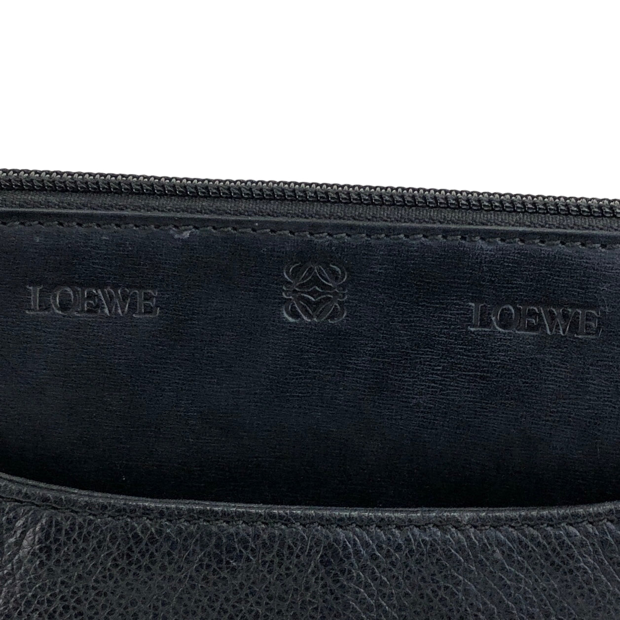 LOEWE Logo Leather Shoulder bag Black Vintage 8bxb8e