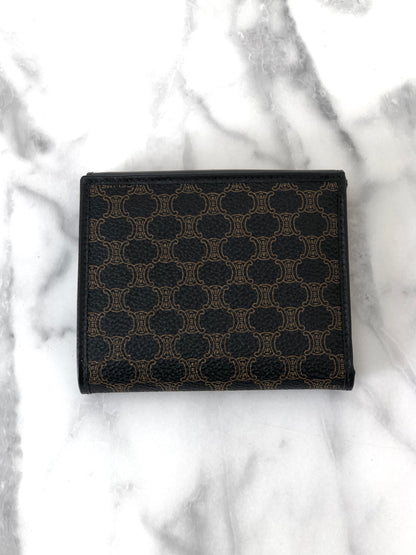 CELINE Macadam Leather Folded Wallet Black Vintage tubzev