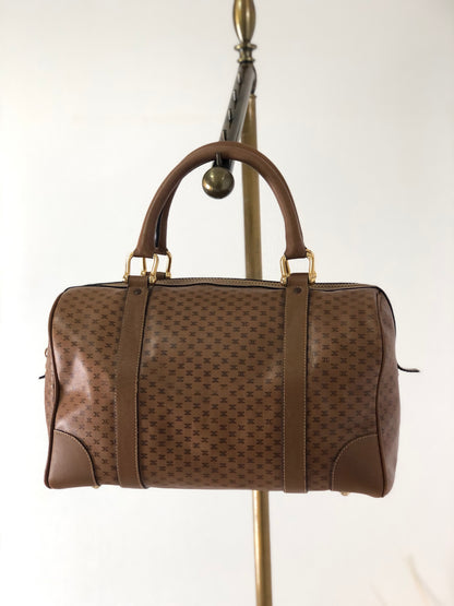 CELINE Triomphe PVC 皮革手提包波士頓包棕色復古 v4ikr4 