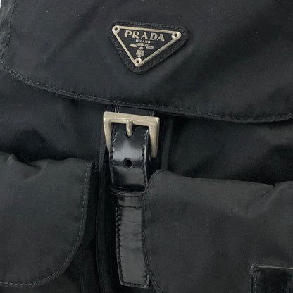 PRADA Triangle Logo Nylon Backpack Black Vintage hfi7ks