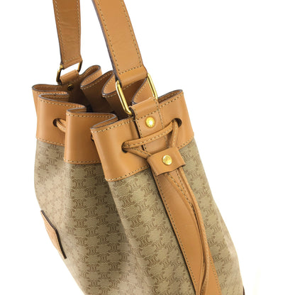 CELINE Macadam Blason Drawstring Shoulder bag Beige Vintage xugruh