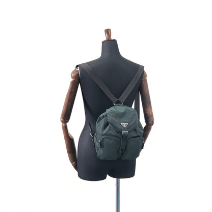 PRADA Triangle Logo Double pocket Nylon Backpack Green Vintage r5kz8b