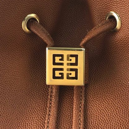 GIVENCHY logo motif front pocket drawstring crossbody leather shoulder bag brown vintage old x3v2dc