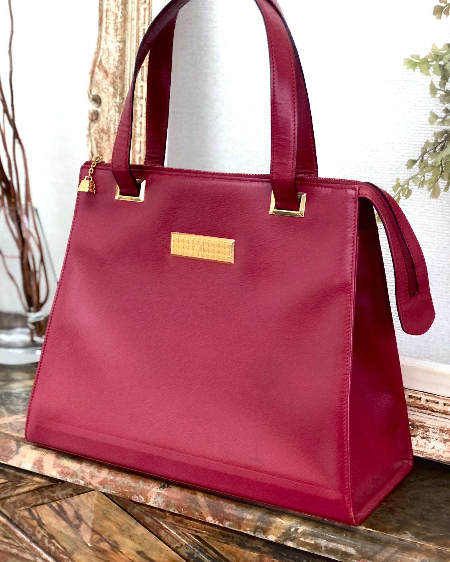 Christian Dior Leather Handbag Red gxtirp