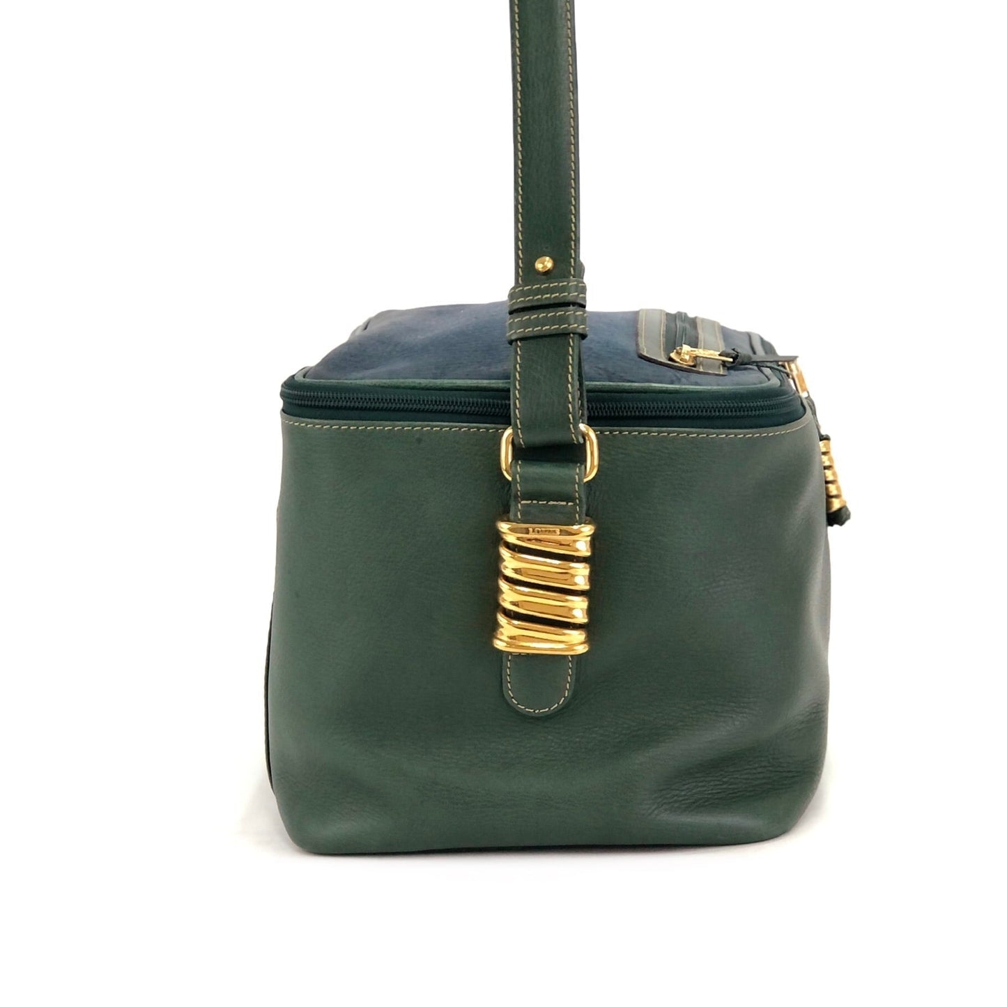 LOEWE Velazquez Square Box Shoulder Bag Vanity Green Blue vintage Old 5rr8tv