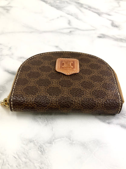 CELINE Macadam Blason Coin Purse Brown Vintage 223kww