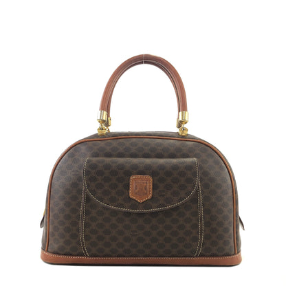 CELINE Macadam Blason Leather Handbag Brown Vintage b87m64