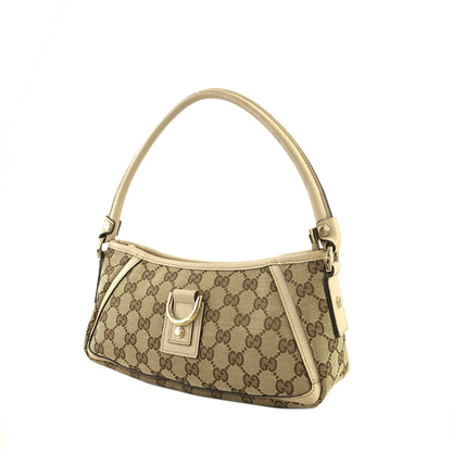 GUCCI GG Canvas Abbey Canvas Leather Handbag Hobobag Beige Vintage 4sabsd