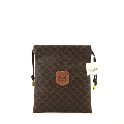 CELINE Macadam Blason Drawstring Pouch Brown Vintage 7cyj7d