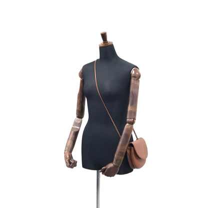 CELINE Triomphe Logo Motif Embossed Flap Leather Shoulder bag Brown Vintage hzdiaw