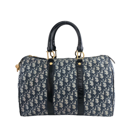 Christian Dior Trotter 掛鎖漆面手柄手提包波士頓包海軍藍復古 em4wmx 