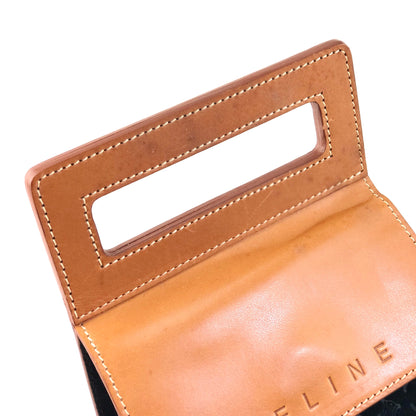 CELINE Macadam Blason Suede Handbag Mini Bag Black Camel vintage Old Celine gk4x2r