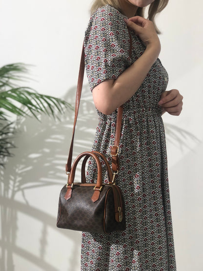 CELINE Macadam PVC皮革兩用小手提包斜背包棕色復古vwd3v4 
