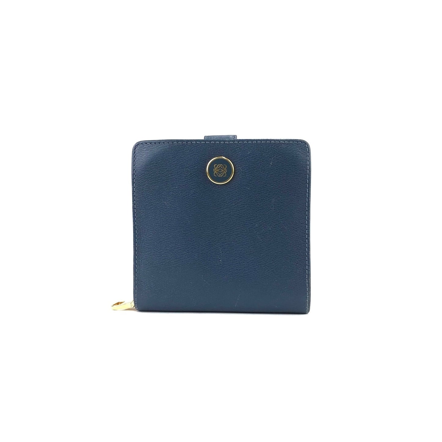 LOEWE anagram compact wallet leather navy vintage old 3nn654