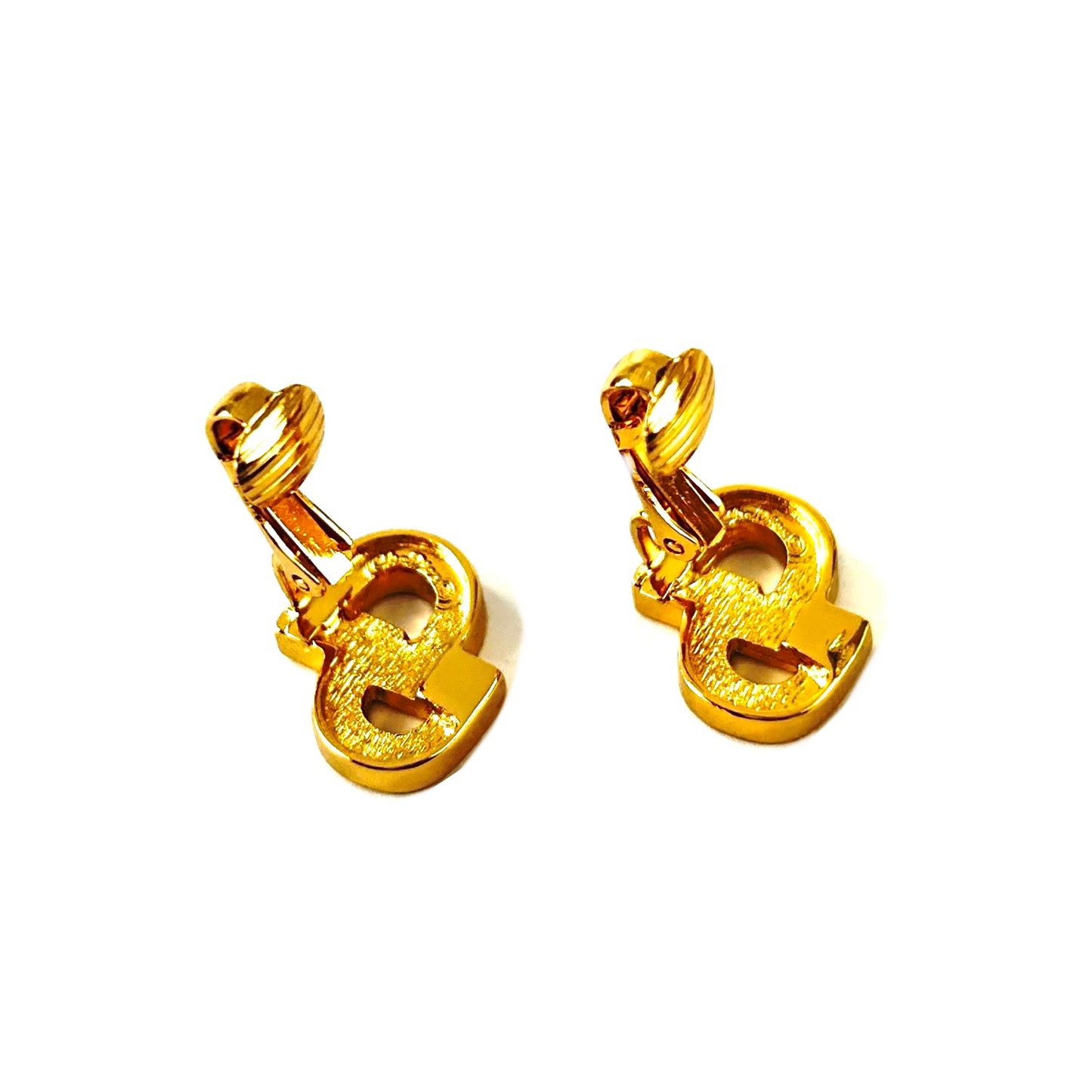 Christian Dior CD Logo Rhinestone Earrings Gold Vintage jnecbe