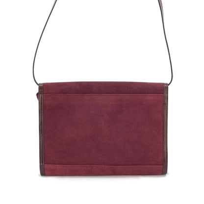 CELINE Medal Motif Suede Shoulder bag Clutch bag Bordeaux Vintage Old Celine 4kyyct