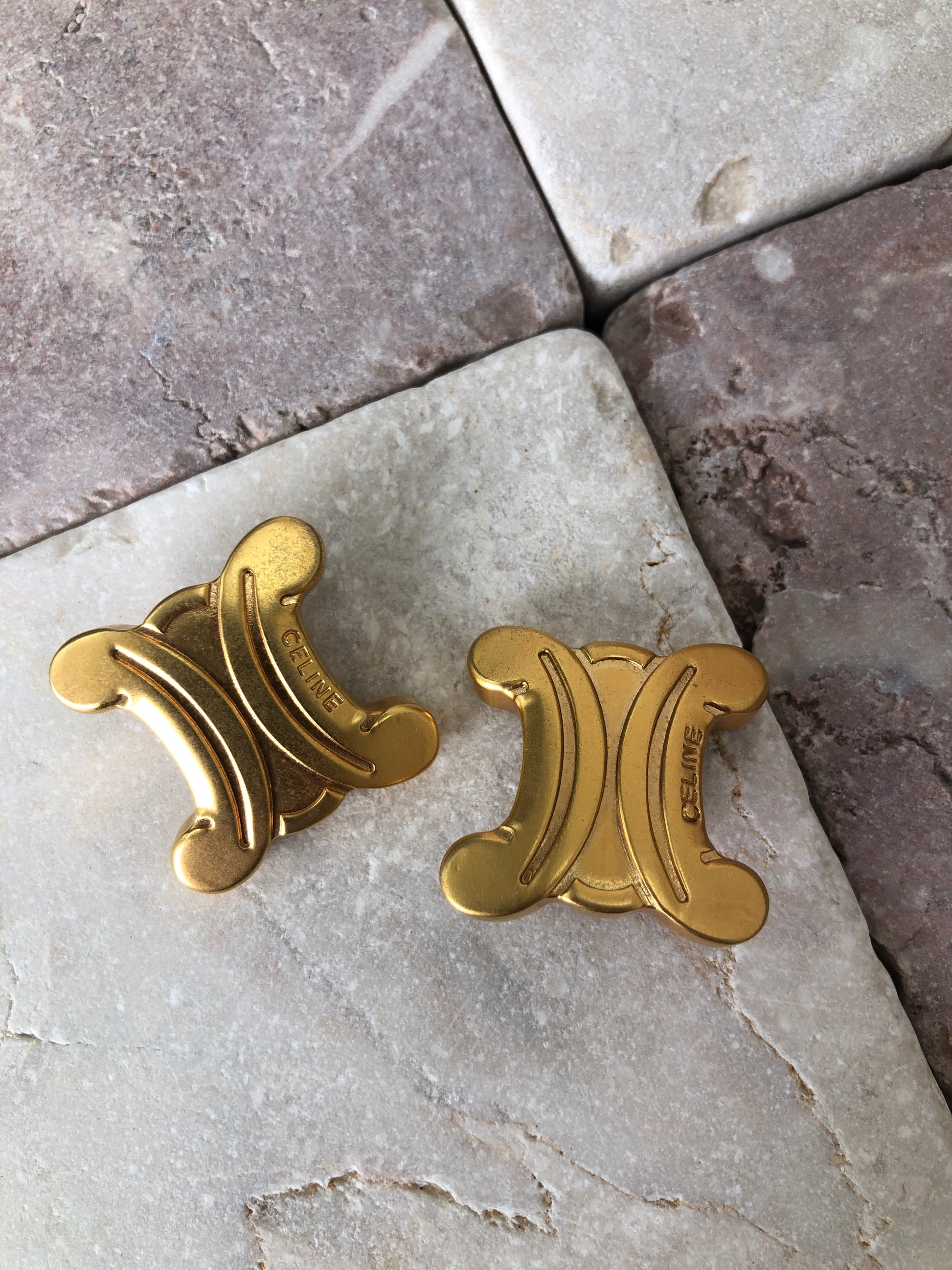 Celine Vintage Triomphe Logo Earrings