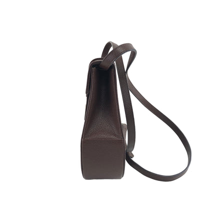 Yves Saint Laurent YSL Logo Leather Round Shoulder bag Brown Vintage b735mp