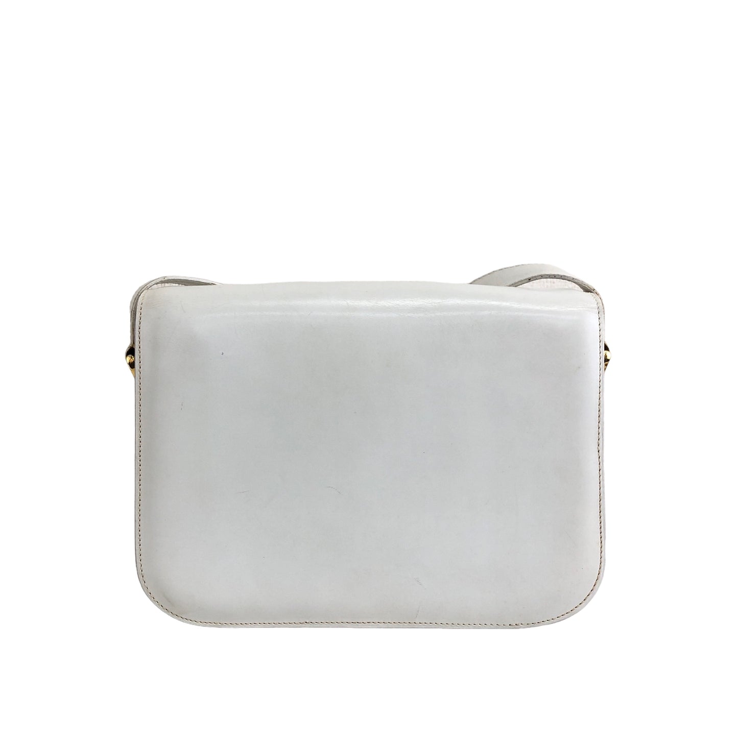 CELINE Horse Bit Leather Crossbody Shoulder bag White Vintage tkdtk2