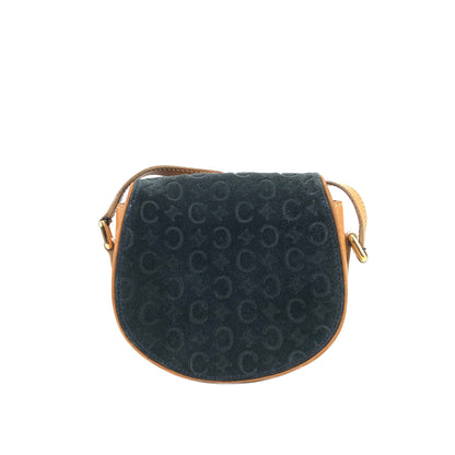 CELINE C macadam Round  Suede Leather Small Crossbody Shoulder bag Minibag Navy Vintage ugm55g