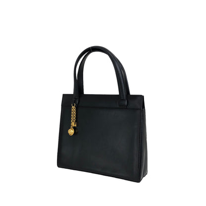 CELINE Starball 凱旋門吊飾皮革手提包黑色復古 3hfzux 
