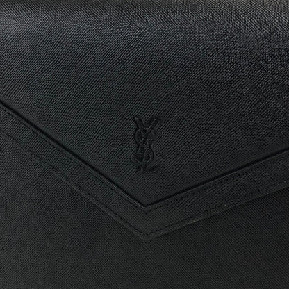 Yves Saint Laurent YSL Logo Leather Two-way Handbag Shoulder bag Black Vintage ffwsya