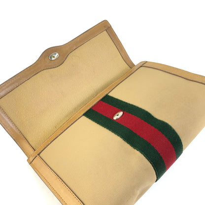 GUCCI Sherry line GG clutch bag beige vintage old Gucci sas3ug
