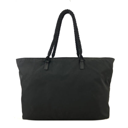 PRADA Triangle Logo Rope Handle Nylon Totebag Black Vintage dkh87x
