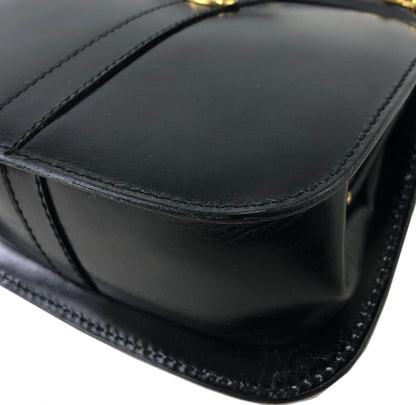 CELINE Triomphe Logo Motif Leather Shoulder bag Black Vintage tara68