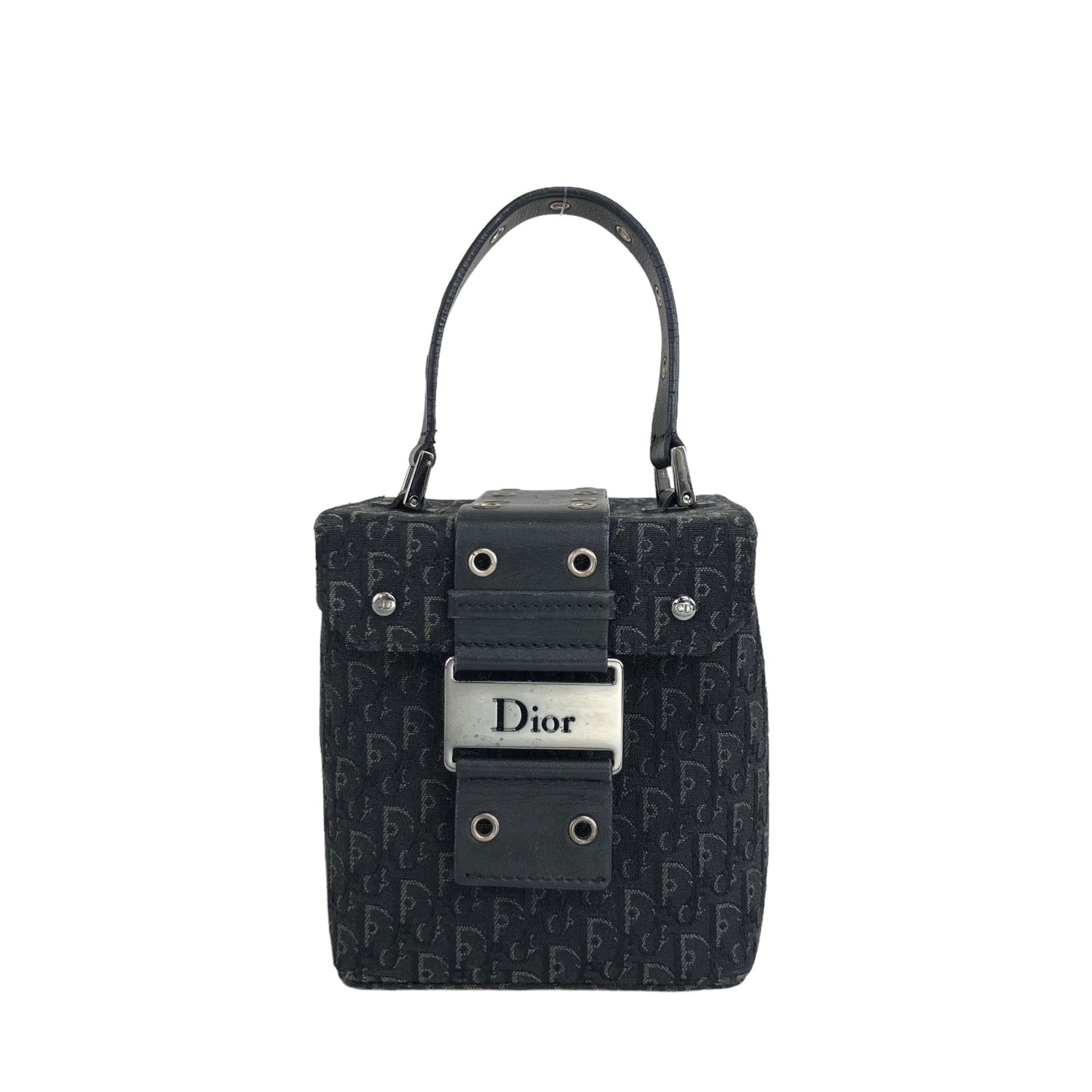 Christian Dior Trotter Jacquard Small Handbag Vanity bag Black Vintage 6jieew