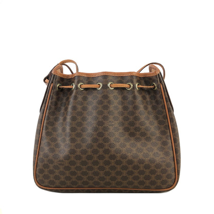 CELINE Macadam PVC Leather Drawstring Shoulder bag Brown Vintage hw5asw
