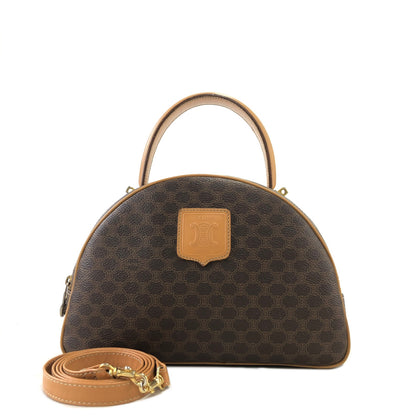 CELINE Macadam Blason Leather Two-way Handbag Shoulder bag Brown Vintage hzumnt