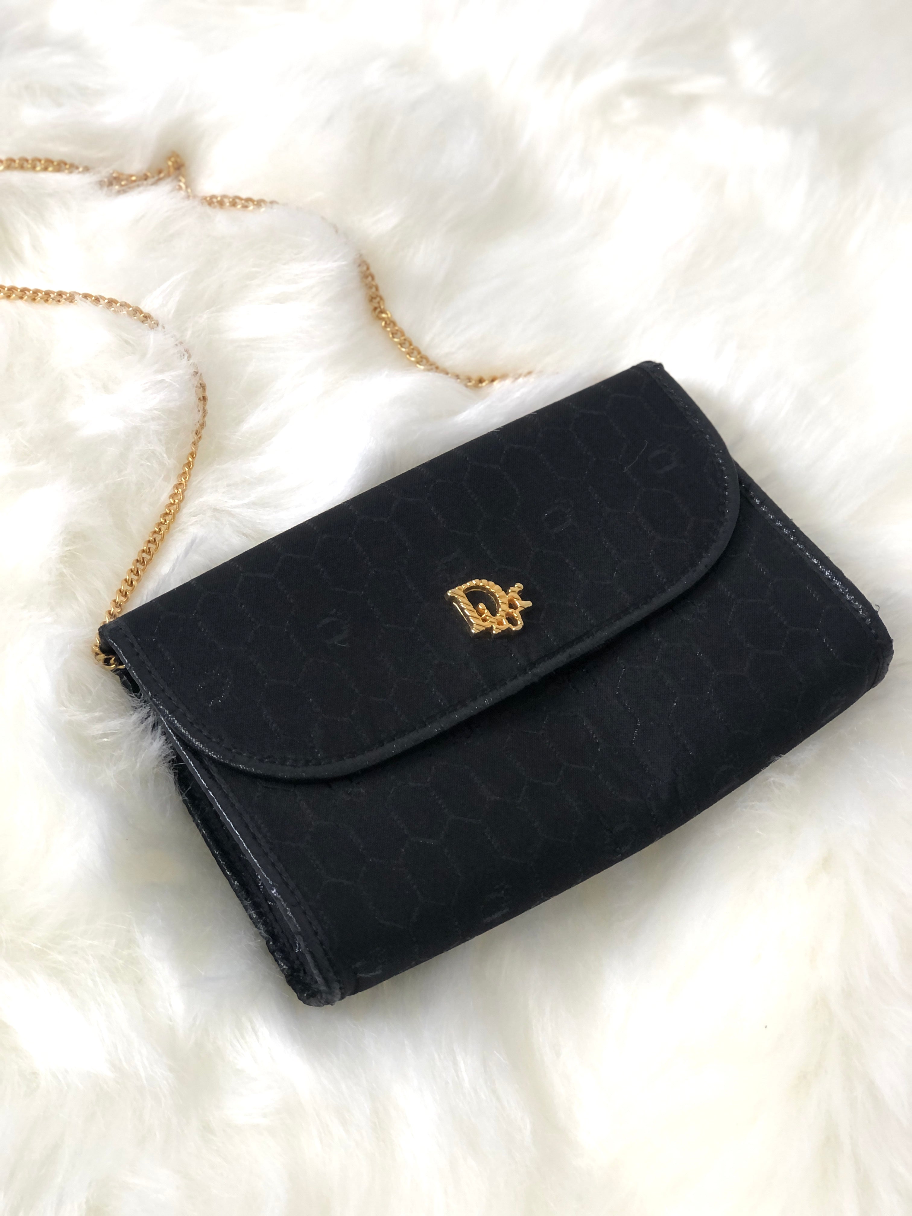 Dior Vintage Clutch to Crossbody and Handbag Black outlets Velvet