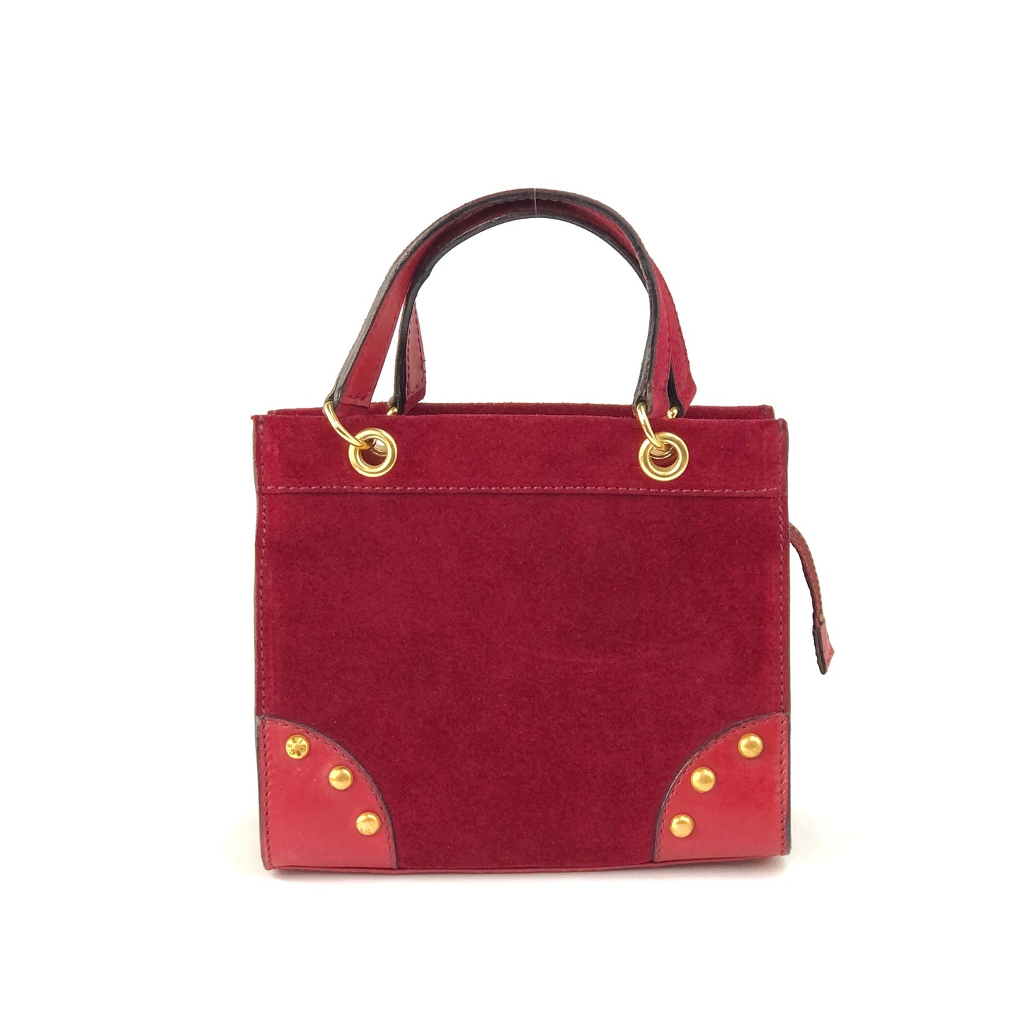 CELINE studs mini bag 2way square suede leather shoulder bag handbag wine red vintage zp7fsi